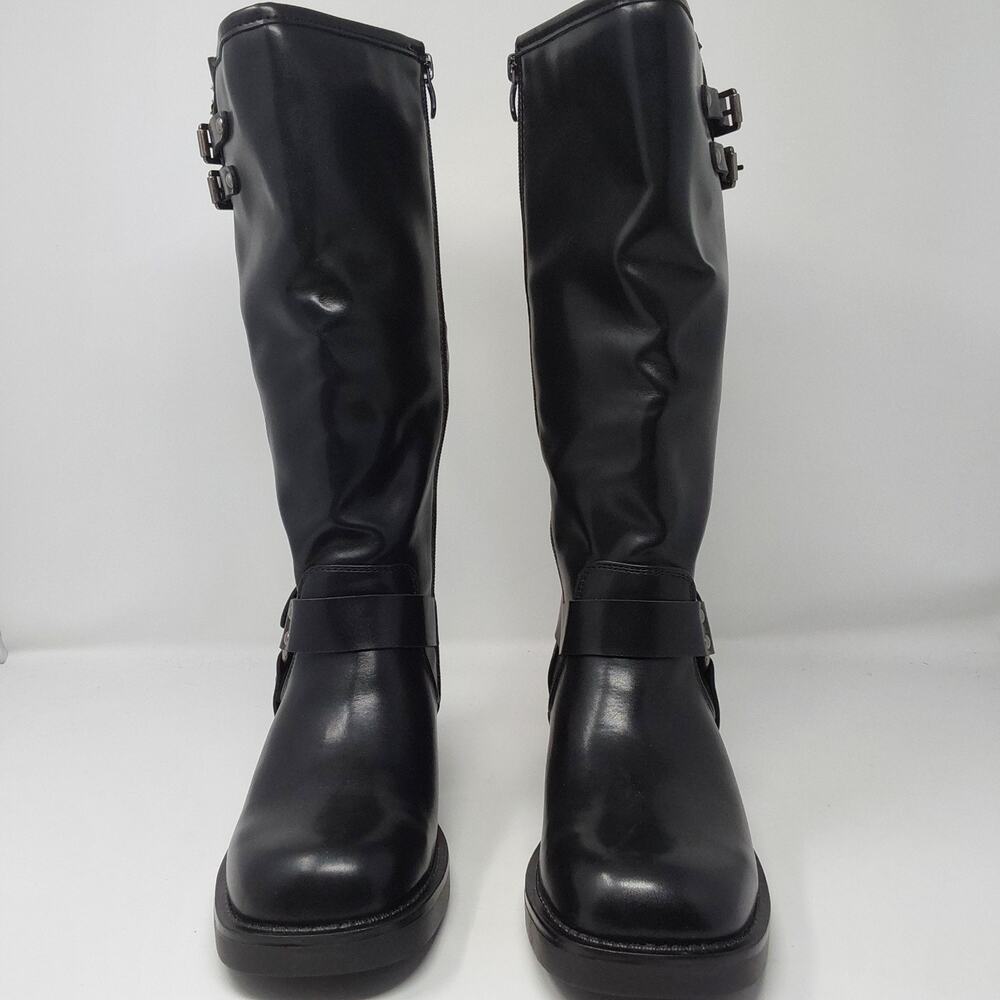 DREAM PAIRS Women's 7 Black Knee High Motorcycle Riding Boots Buckle Biker NWB